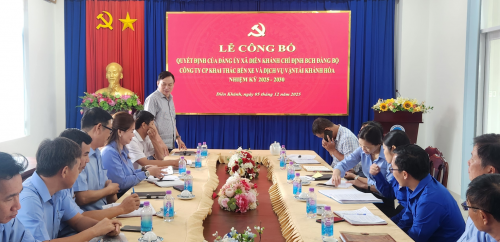 CÔNG BỐ QUYẾT ĐỊNH CỦA ĐẢNG ỦY XÃ DIÊN KHÁNH CHỈ ĐỊNH BCH ĐẢNG BỘ CÔNG TY CP KHAI THÁC BẾN XE VÀ DỊCH VỤ VẬN TẢI KHÁNH HÒA, NHIỆM KỲ 2025 - 2030