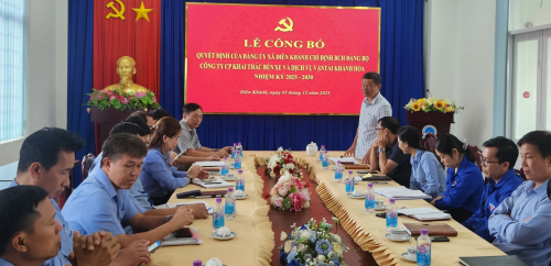 CÔNG BỐ QUYẾT ĐỊNH CỦA ĐẢNG ỦY XÃ DIÊN KHÁNH CHỈ ĐỊNH BCH ĐẢNG BỘ CÔNG TY CP KHAI THÁC BẾN XE VÀ DỊCH VỤ VẬN TẢI KHÁNH HÒA, NHIỆM KỲ 2025 - 2030