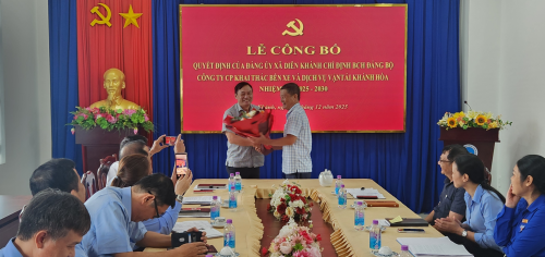 CÔNG BỐ QUYẾT ĐỊNH CỦA ĐẢNG ỦY XÃ DIÊN KHÁNH CHỈ ĐỊNH BCH ĐẢNG BỘ CÔNG TY CP KHAI THÁC BẾN XE VÀ DỊCH VỤ VẬN TẢI KHÁNH HÒA, NHIỆM KỲ 2025 - 2030